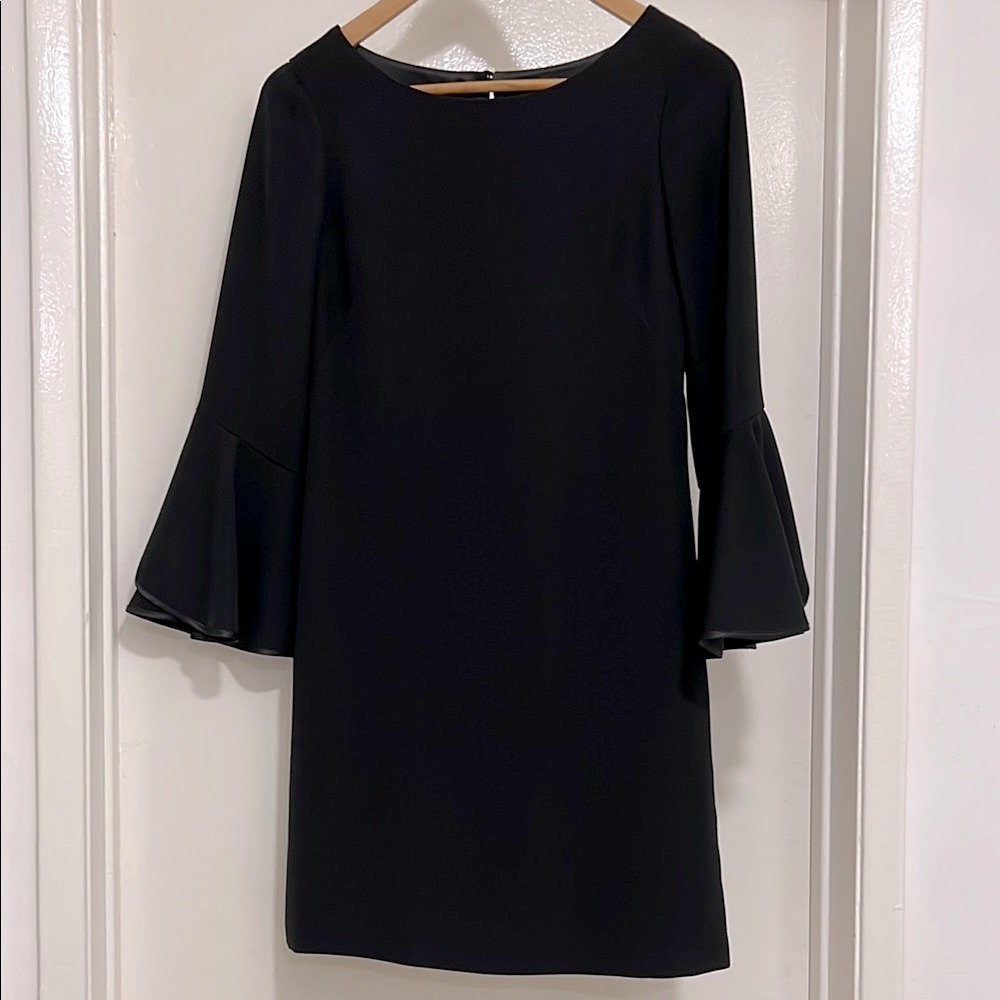 White House Black Market Black Bell Sleeve Shift Dress
